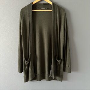 Olive Green Open Front Cardigan